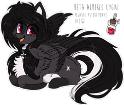 Size: 1059x894 | Tagged: safe, artist:tay-niko-yanuciq, artist:tenebristayga, imported from derpibooru, oc, oc only, oc:beta albireo cygni, pegasus, pony, chest fluff, collar, digital art, ear fluff, female, fluffy, jewelry, pendant, pigtails, red eyes, simple background, solo, transparent background