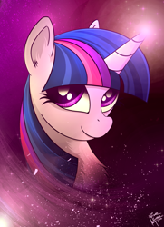 Size: 1550x2144 | Tagged: dead source, safe, artist:pedrohander, imported from derpibooru, twilight sparkle, bust, chest fluff, ear fluff, female, magic, portrait, smiling, solo