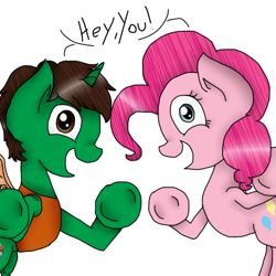 Size: 512x512 | Tagged: safe, artist:vicky181, imported from derpibooru, pinkie pie, oc, oc:frost d. tart, alicorn, pony, alicorn oc, fourth wall, looking at you