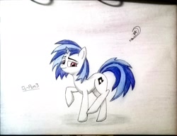 Size: 1844x1427 | Tagged: safe, artist:marewile, imported from derpibooru, dj pon-3, vinyl scratch, female, sketch, solo, traditional art