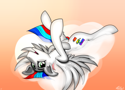 Size: 1280x914 | Tagged: safe, artist:pedalspony, imported from derpibooru, oc, oc only, oc:pedals, pony, belly, female, lying down, male, on back, solo, spread wings, stallion, trans female, transgender, wings