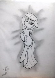 Size: 1639x2301 | Tagged: safe, artist:marewile, imported from derpibooru, maud pie, earth pony, pony, clothes, female, mare, monochrome, sketch, solo, traditional art