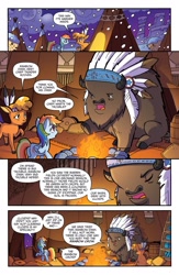 Size: 995x1529 | Tagged: safe, artist:tonyfleecs, idw, imported from derpibooru, chief thunderhooves, little strongheart, rainbow dash, buffalo, pegasus, pony, spoiler:comic, spoiler:comicff31, female, mare, preview, tipi