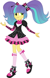 Size: 3000x4692 | Tagged: safe, artist:aqua-pony, imported from derpibooru, pixel pizazz, equestria girls, rainbow rocks, absurd resolution, clothes, cute, female, inkscape, necktie, raised leg, simple background, smiling, solo, spikes, transparent background, vector