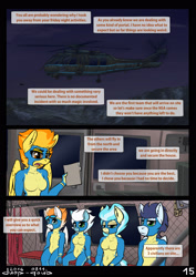 Size: 2480x3508 | Tagged: safe, artist:duop-qoub, imported from derpibooru, fire streak, fleetfoot, misty fly, soarin', spitfire, anthro, comic:anomaly11, belly button, comic, helicopter, wonderbolts