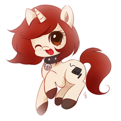 Size: 600x600 | Tagged: safe, artist:exceru-karina, imported from derpibooru, oc, oc only, pony, unicorn, bell, bell collar, collar, digital art, solo