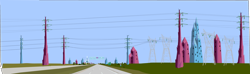 Size: 4644x1373 | Tagged: safe, artist:oceanrailroader, imported from derpibooru, background, crystal, crystal empire, modernized, power line, road, road sign