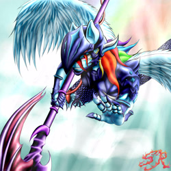 Size: 2880x2880 | Tagged: safe, artist:swiftriff, imported from derpibooru, rainbow dash, anthro, armor, female, final fantasy iv, solo
