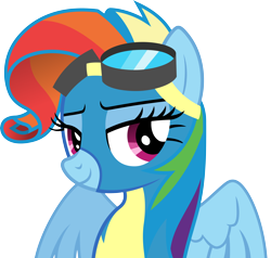 Size: 5382x5115 | Tagged: safe, artist:chrzanek97, imported from derpibooru, rainbow dash, rarity, newbie dash, absurd resolution, clothes, fabulous, female, goggles, rainbow fash, solo, wonderbolts uniform