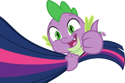 Size: 6060x4040 | Tagged: safe, artist:chrzanek97, imported from derpibooru, spike, twilight sparkle, the cutie re-mark, .svg available, absurd resolution, holding, simple background, solo focus, tail, thumbs up, transparent background, vector