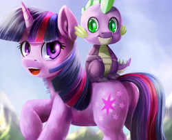 Size: 6352x5168 | Tagged: safe, artist:ninatvpk, imported from derpibooru, spike, twilight sparkle, absurd resolution, duo