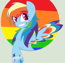 Size: 1896x1840 | Tagged: safe, artist:nederside, imported from derpibooru, rainbow dash, female, rainbow power, rainbow power-ified, smiling, solo