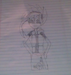 Size: 656x690 | Tagged: safe, artist:jmaster99, imported from derpibooru, lemon zest, equestria girls, friendship games, alternate universe, female, grayscale, hand drawing, lined paper, monochrome, solo, traditional art