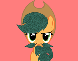 Size: 1300x1024 | Tagged: safe, artist:barbra, imported from derpibooru, applejack, female, leaf jack, leaves, solo