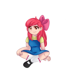 Size: 1024x1024 | Tagged: safe, artist:fennelynthefennekin1, imported from derpibooru, apple bloom, human, female, humanized, simple background, solo, transparent background