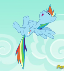 Size: 948x1049 | Tagged: safe, imported from derpibooru, screencap, rainbow dash, pony, 28 pranks later, female, flying, laughing, mare, nose in the air, solo