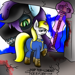 Size: 800x800 | Tagged: safe, artist:brickfromhatena, artist:h0rnycorn, artist:teb, imported from derpibooru, oc, oc only, oc:hornycorn, oc:tebclaw, pony, unicorn, fallout equestria, collaboration, size difference