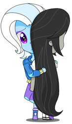 Size: 793x1361 | Tagged: safe, artist:starwantrix, imported from derpibooru, octavia melody, trixie, equestria girls, anime, chibi, colorful, cute, diatrixes, digital art, duo, female, lesbian, sad, shipping, trixtavia, tumblr