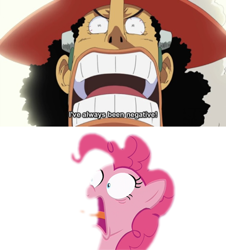 Size: 500x553 | Tagged: safe, imported from derpibooru, pinkie pie, pony, 28 pranks later, faic, one piece, ponk, reference, shrieky pie, usopp