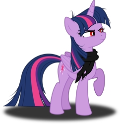 Size: 3000x3100 | Tagged: safe, artist:ruinedomega, idw, imported from derpibooru, twilight sparkle, alicorn, pony, ponies of dark water, spoiler:comic, clothes, corrupted, evil, idw showified, messy mane, red eyes, scarf, simple background, standing, transparent background, twilight is anakin, twilight sparkle (alicorn), tyrant sparkle, vector