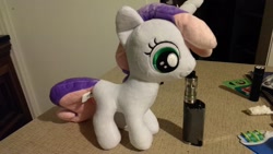 Size: 2688x1520 | Tagged: safe, artist:onlyfactory, imported from derpibooru, sweetie belle, bootleg, doll, electronic cigarette, exploitation, irl, photo, plushie, toy, vape, vaping