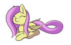 Size: 1024x649 | Tagged: safe, artist:dusthiel, imported from derpibooru, fluttershy, female, prone, smiling, solo