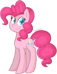 Size: 840x1080 | Tagged: safe, artist:cinnajen, imported from derpibooru, pinkie pie, female, looking at you, simple background, smiling, solo, standing, transparent background