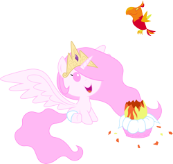 Size: 4598x4367 | Tagged: safe, artist:livehotsun, imported from derpibooru, philomena, princess celestia, alicorn, phoenix, pony, absurd resolution, baby, baby celestia, baby eyes, baby pony, diaper, duo, female, filly, filly celestia, foal, hatchling, phoenix chick, phoenix egg, pink-mane celestia, simple background, spread wings, transparent background, vector, wings, younger