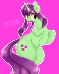 Size: 1636x2048 | Tagged: safe, artist:91o42, imported from derpibooru, oc, oc only, oc:possession, blushing, rearing, simple background, solo, thunder thighs, wide hips