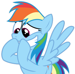 Size: 3272x3228 | Tagged: safe, artist:sketchmcreations, imported from derpibooru, rainbow dash, 28 pranks later, faic, female, grin, rainbow dash is best facemaker, simple background, smiling, snickering, solo, transparent background, vector