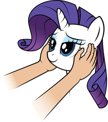 Size: 3170x3576 | Tagged: safe, artist:quarantinedchaoz, imported from derpibooru, rarity, human, bedroom eyes, cute, hand, holding, human fetish, petting, simple background, smiling, white background