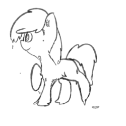 Size: 900x900 | Tagged: safe, artist:ampderg, imported from derpibooru, oc, oc only, oc:viscous goo, goo pony, original species, animated, cute, dripping, monochrome, slime, solo, walking