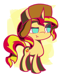 Size: 2400x3000 | Tagged: safe, artist:malphee, imported from derpibooru, sunset shimmer, pony, unicorn, abstract background, female, hat, solo, transparent background, ushanka