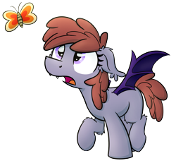 Size: 2308x2132 | Tagged: safe, artist:moemneop, imported from derpibooru, oc, oc only, oc:lukida, bat pony, butterfly, pony, female, filly, solo, spread wings