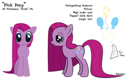 Size: 1467x938 | Tagged: safe, artist:underwoodart, imported from derpibooru, pinkie pie, alternate universe, long hair, pinkamena diane pie, reference sheet