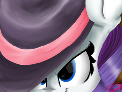 Size: 1024x769 | Tagged: safe, artist:feathershine1, imported from derpibooru, rarity, rarity investigates, detective rarity, fedora, female, hat, solo