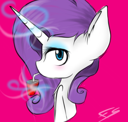 Size: 1024x977 | Tagged: safe, artist:feathershine1, imported from derpibooru, rarity, cup, female, magic, solo