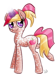 Size: 353x474 | Tagged: safe, artist:sallindaemon, imported from derpibooru, oc, oc only, oc:elstar sparkle, coat markings, dappled, magical lesbian spawn, offspring, parent:applejack, parent:twilight sparkle, parents:twijack, solo