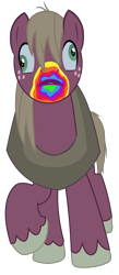 Size: 1053x2425 | Tagged: safe, artist:sketchmcreations, imported from derpibooru, big macintosh, earth pony, pony, 28 pranks later, cookie zombie, derp, male, rainbow muzzle, raised hoof, simple background, solo, stallion, transparent background, vector