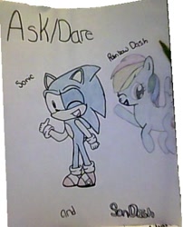 Size: 367x454 | Tagged: safe, artist:luvsondash, imported from derpibooru, rainbow dash, crossover, sonic the hedgehog, sonic the hedgehog (series), traditional art