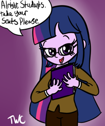 Size: 500x600 | Tagged: safe, artist:tellytoon, artist:tellywebcartoons, imported from derpibooru, twilight sparkle, human, equestria girls, 30 minute art challenge, teacher