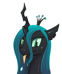 Size: 900x1077 | Tagged: safe, artist:pony-butt-express, imported from derpibooru, queen chrysalis, changeling, changeling queen, crown, female, jewelry, regalia, tongue out