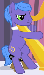 Size: 275x465 | Tagged: safe, imported from derpibooru, screencap, parish nandermane, pony, the best night ever, background pony, harp, musical instrument, solo