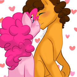 Size: 800x800 | Tagged: safe, artist:h0mi3, imported from derpibooru, cheese sandwich, pinkie pie, cheesepie, cute, daaaaaaaaaaaw, female, kissing, male, nuzzling, shipping, straight