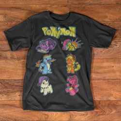 Size: 720x720 | Tagged: safe, imported from derpibooru, applejack, fluttershy, pinkie pie, rainbow dash, rarity, twilight sparkle, clothes, mane six, pokémon, ponymon, shirt