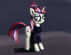 Size: 1280x989 | Tagged: safe, artist:warskunk, imported from derpibooru, moondancer, pony, unicorn, clothes, female, glasses, mare, solo, sweater