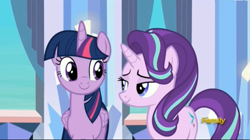 Size: 2511x1407 | Tagged: safe, imported from derpibooru, screencap, starlight glimmer, twilight sparkle, alicorn, pony, the times they are a changeling, duo, duo female, female, twilight sparkle (alicorn)