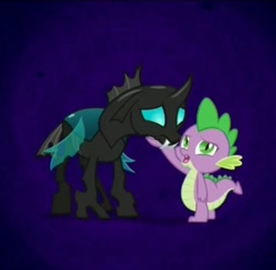 Size: 1163x1141 | Tagged: safe, imported from derpibooru, screencap, spike, thorax, changeling, the times they are a changeling