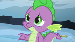 Size: 1366x768 | Tagged: safe, imported from derpibooru, screencap, spike, the times they are a changeling, crying, discovery family logo, male, solo