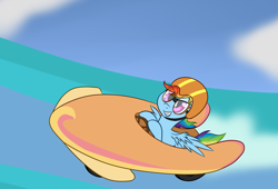 Size: 1544x1050 | Tagged: safe, artist:zogzor, imported from derpibooru, rainbow dash, the cart before the ponies, cart, filly, filly rainbow dash, goggles, helmet, newbie artist training grounds, racing